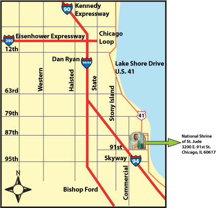 Map to the Shrine of St. Jude